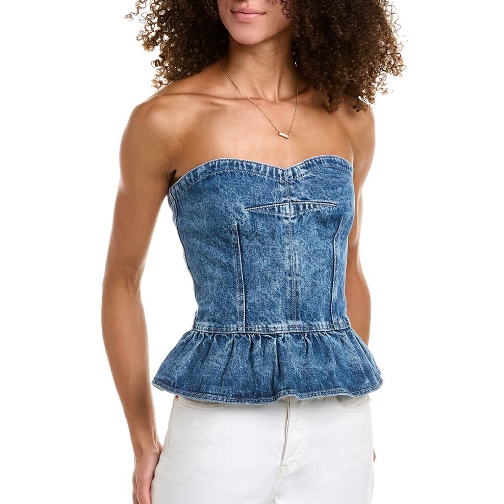 Isabel Marant Etoile denim bustier corset peplum US 4